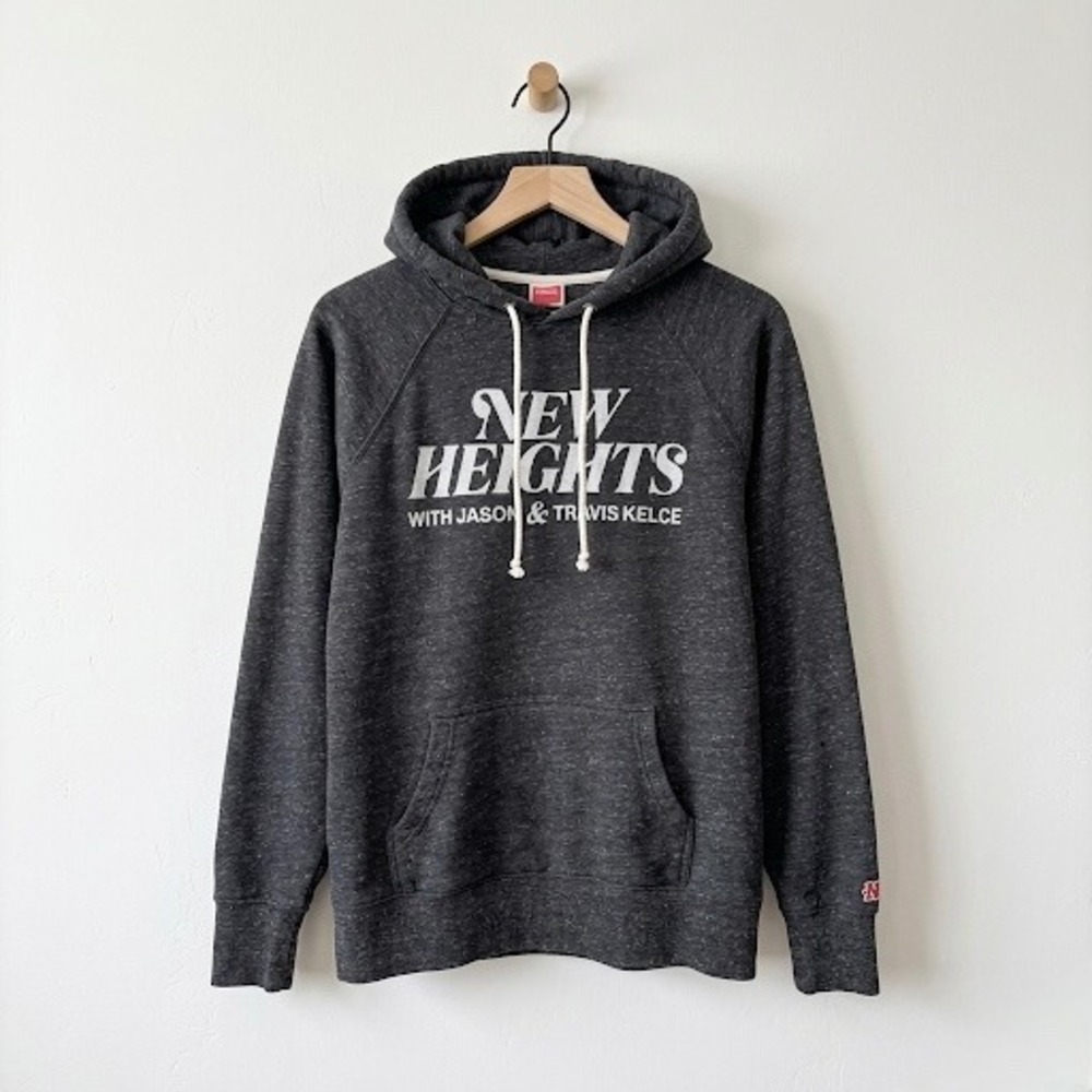 Homage New Heights Jason Travis Kelce Hoodie Charcoal Gray Heather Mens Large